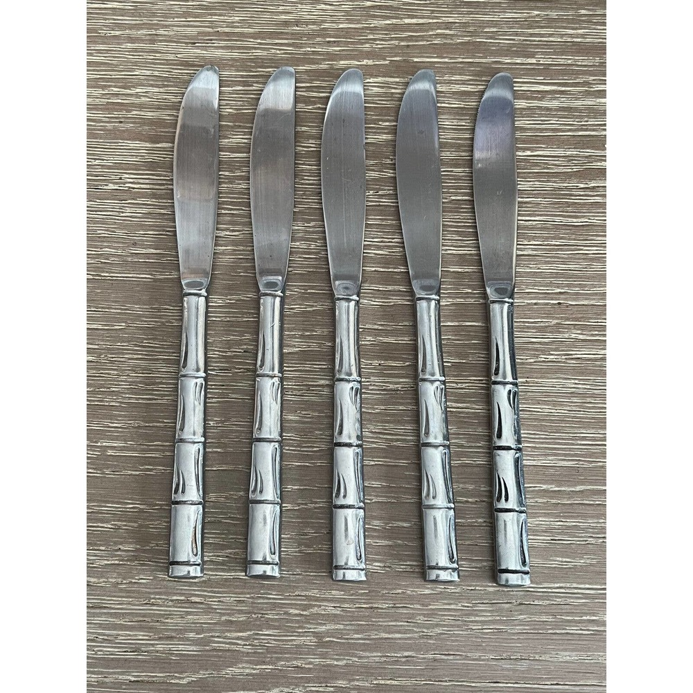 5 Vintage Rebacraft Bamboo Butter Knives Knife Lot Japan Flatware‎ Silverware